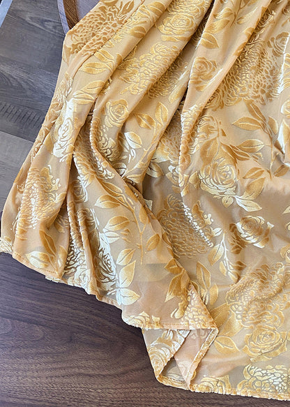 Yellow Print Drawstring Cotton Skirts Spring