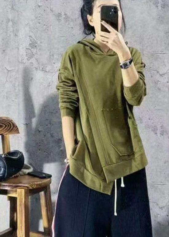 Elegant Yellow asymmetrical design Hooded Sweatshirts Spring