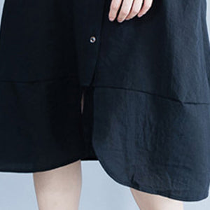 Army Green Cotton Linen Dress Indian Sleeve Stand Collar Shift Dress