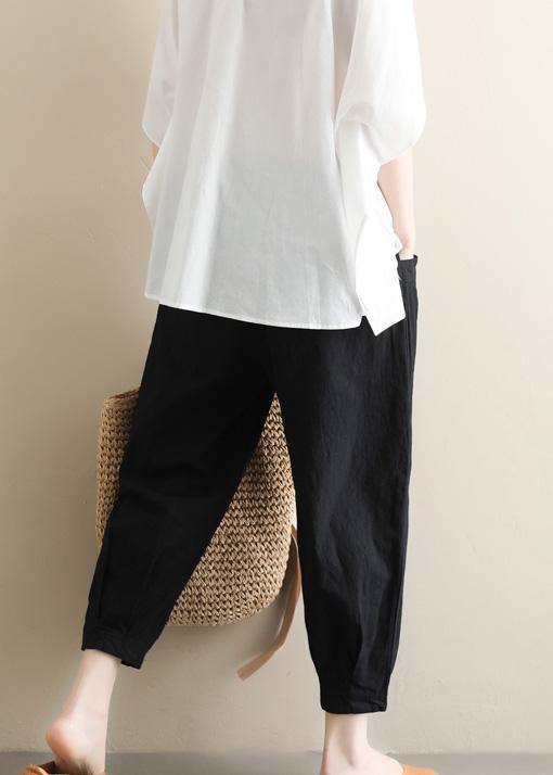 Black Jeans Elastic Waist Asymmetric Fabrics Pants