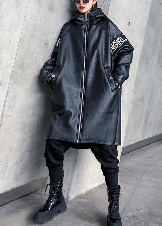 Black Coats Shirts Hooded Winter Outwear