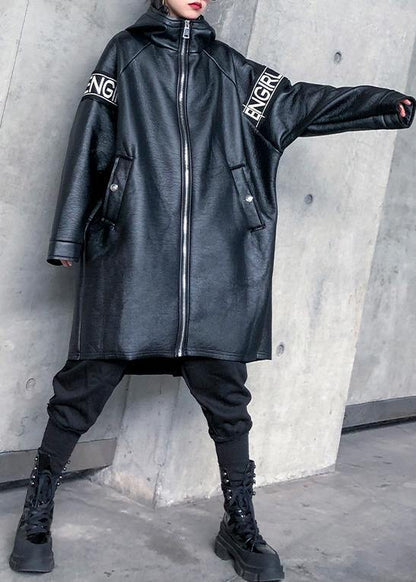 Black Coats Shirts Hooded Winter Outwear