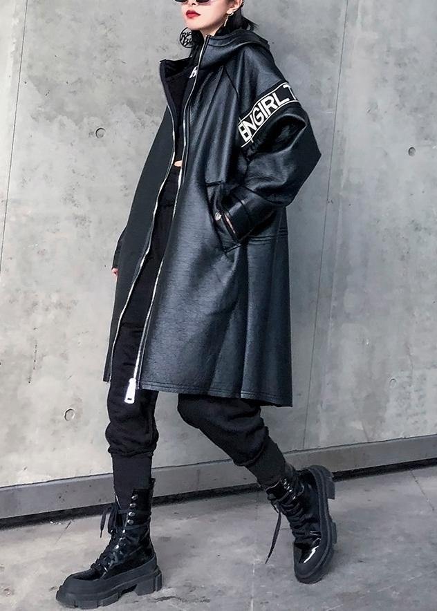 Black Coats Shirts Hooded Winter Outwear