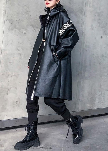 Black Coats Shirts Hooded Winter Outwear