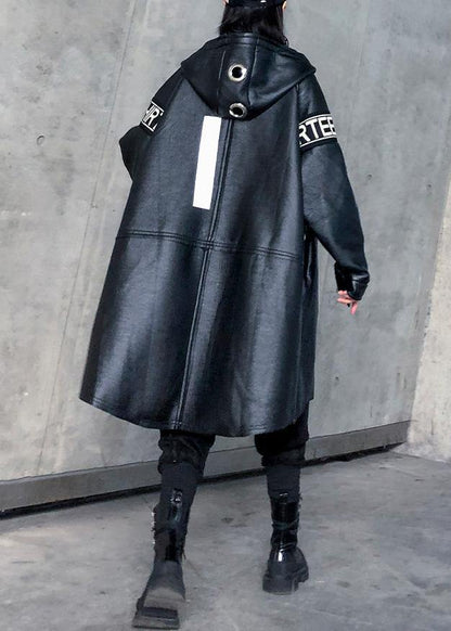 Black Coats Shirts Hooded Winter Outwear