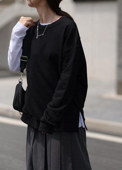 Black Clothes for O Neck Asymmetric Top