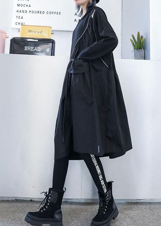 Black Cotton Wardrobes Zippered Long Fall Dress