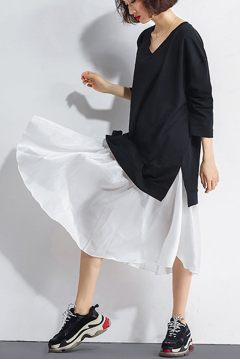 Black Cotton Patchwork Chiffon Clothes Metropolitan Museum Ideas O Neck Kaftan Summer Dress