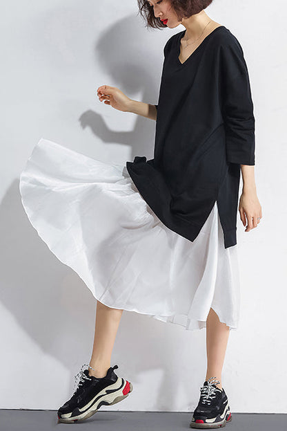 Black Cotton Patchwork Chiffon Clothes Metropolitan Museum Ideas O Neck Kaftan Summer Dress