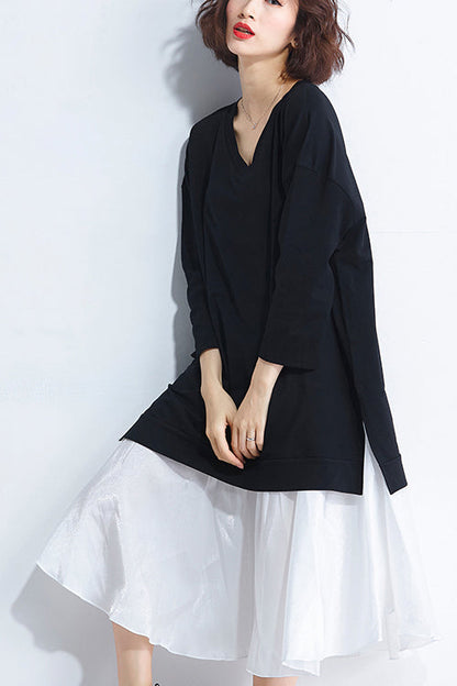 Black Cotton Patchwork Chiffon Clothes Metropolitan Museum Ideas O Neck Kaftan Summer Dress