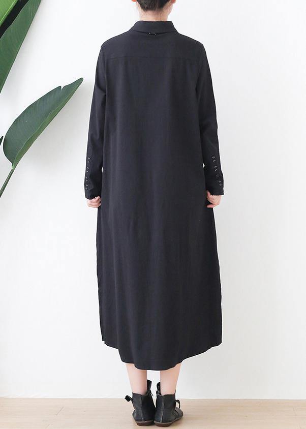 Elegant black dress lapel low high design short Dress