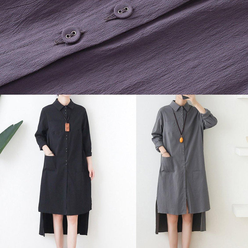 Black Dress Lapel Low High Design Short Dress