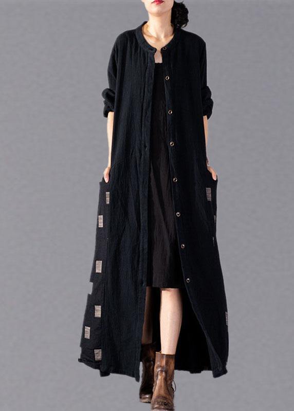 Black Plaid Coats Oversize Long Winter Coat Fall Lapel Patchwork