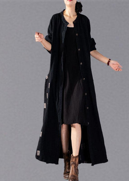 Black Plaid Coats Oversize Long Winter Coat Fall Lapel Patchwork