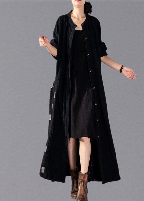 Black Plaid Coats Oversize Long Winter Coat Fall Lapel Patchwork