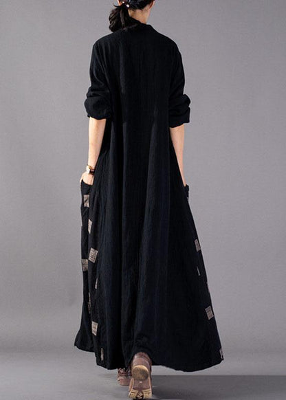 Black Plaid Coats Oversize Long Winter Coat Fall Lapel Patchwork