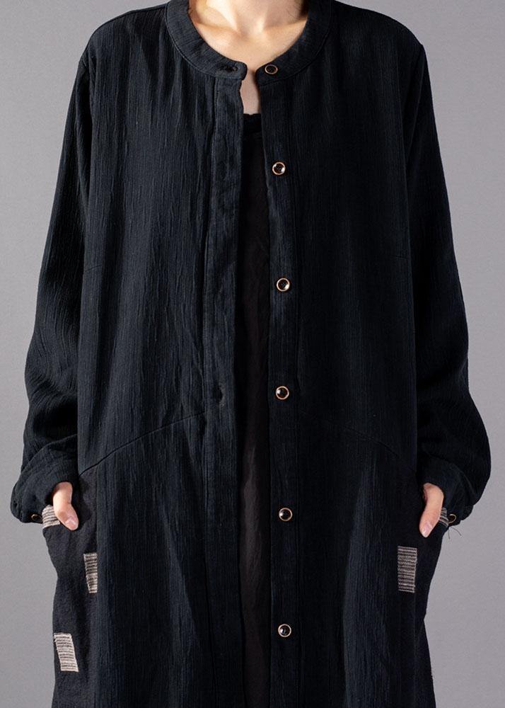 Black Plaid Coats Oversize Long Winter Coat Fall Lapel Patchwork