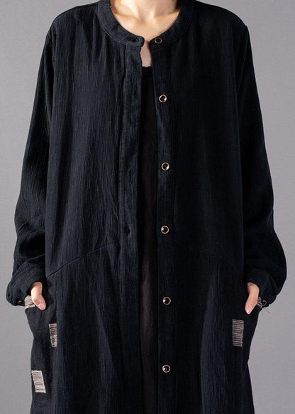Black Plaid Coats Oversize Long Winter Coat Fall Lapel Patchwork