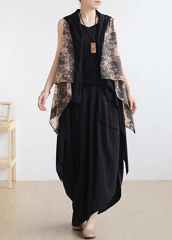 Blue Cotton Blouse Sleeveless Asymmetric Cotton Summer Shirts