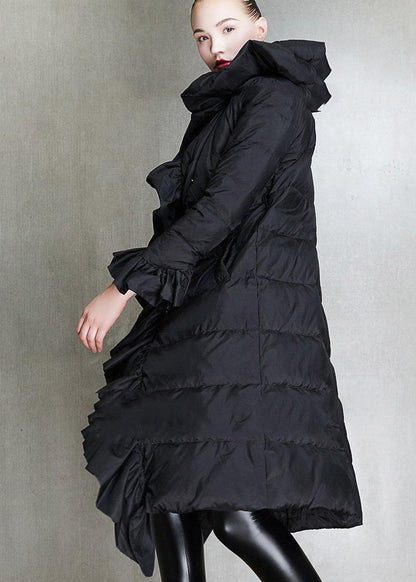 Winter Jacket Ruffles Jackets Pink Tie Waist Duck Down Coat