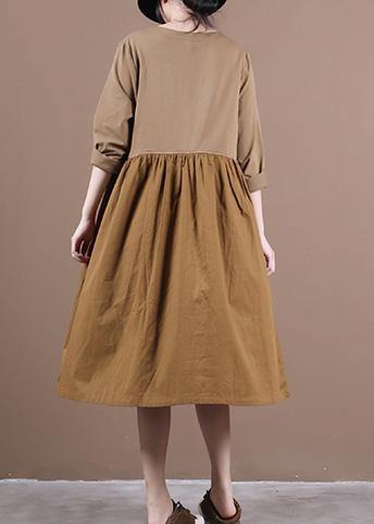 Chocolate Robes O Neck Patchwork Kaftan Spring Dresses