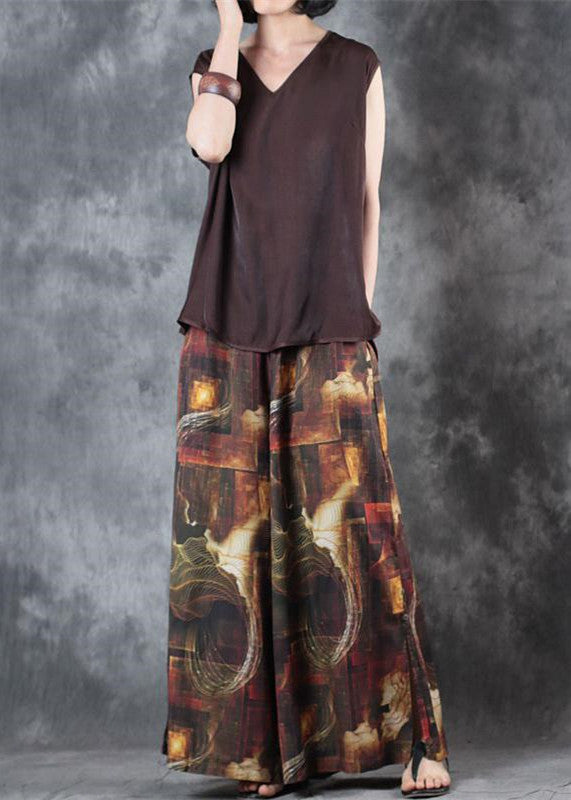 Chocolate Linen Vest Linen T Shirts Sleeveless V Neck Linen Clothing T Shirt