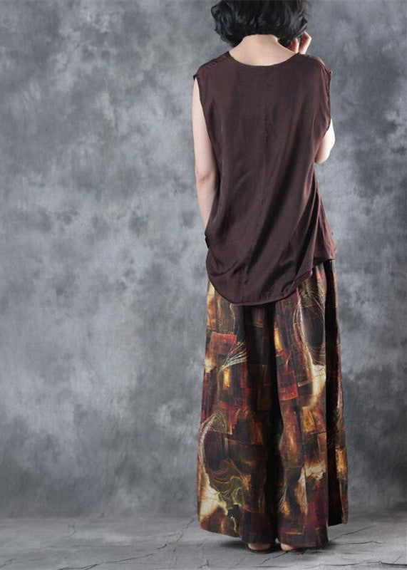 Chocolate Linen Vest Linen T Shirts Sleeveless V Neck Linen Clothing T Shirt