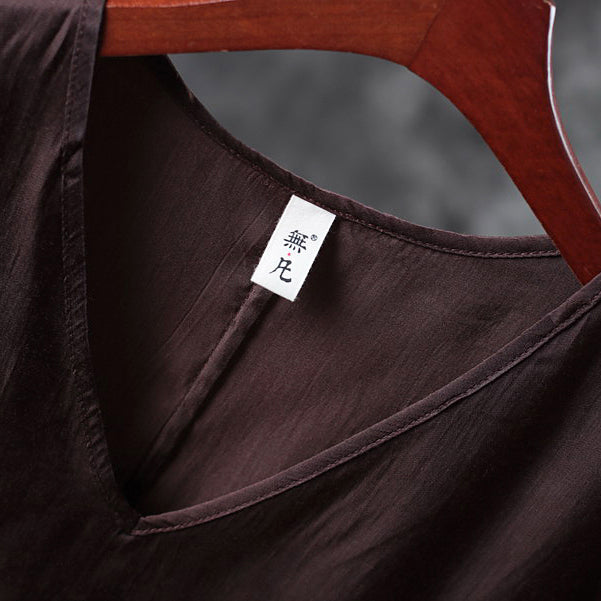 Chocolate Linen Vest Linen T Shirts Sleeveless V Neck Linen Clothing T Shirt