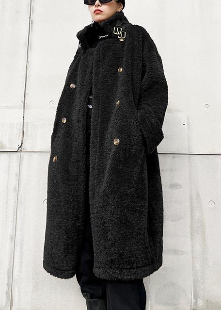 Chocolate Woolen Coats Winter Coat Lapel Pockets Coats
