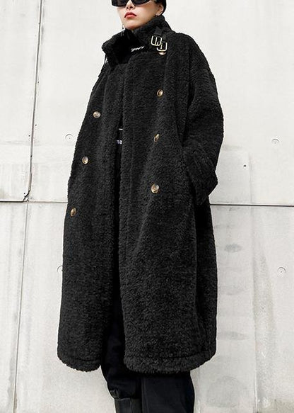Chocolate Woolen Coats Winter Coat Lapel Pockets Coats