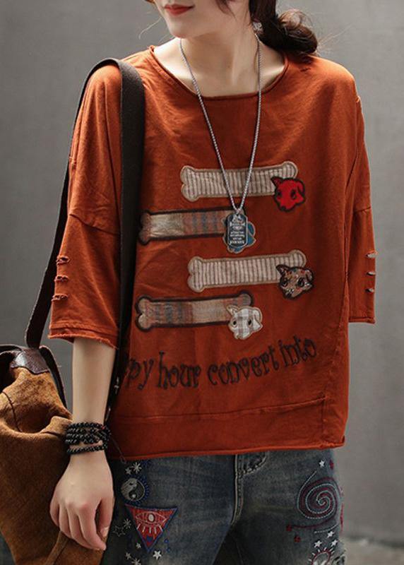 Cotton Tunic Organic Summer Embroidery Loose T-shirt