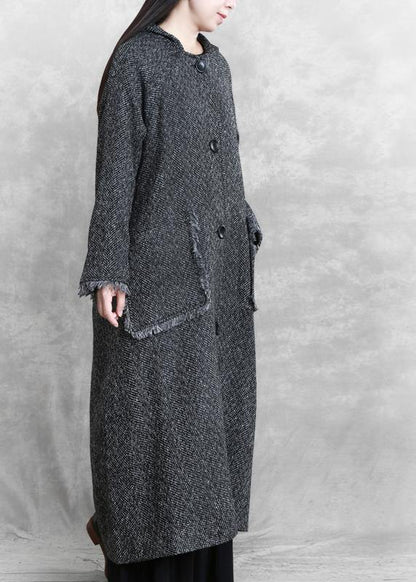 Dark Gray Warm Winter Coat Parka Hooded Pockets Fine Overcoat