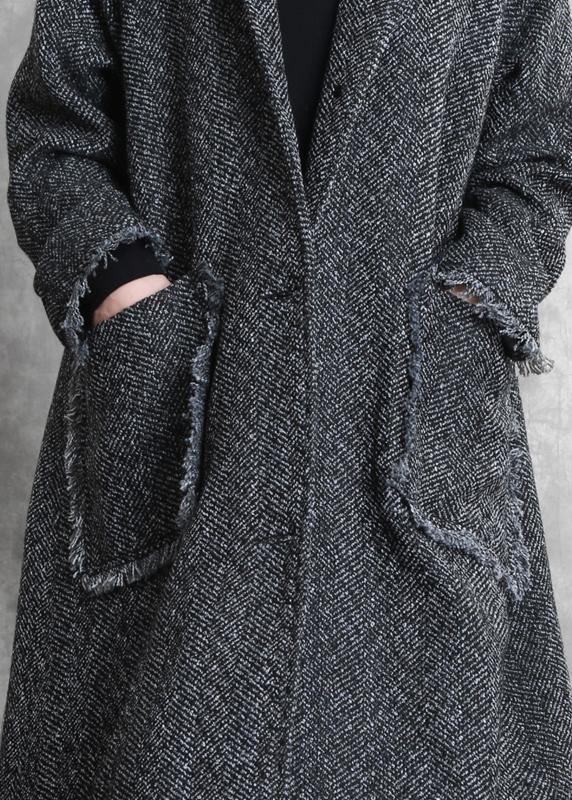 Dark Gray Warm Winter Coat Parka Hooded Pockets Fine Overcoat