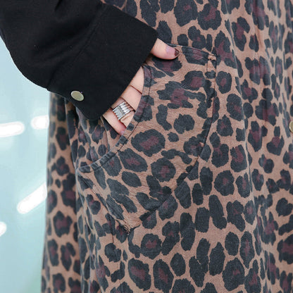 Coat Loose Fitting Stand Collar Coat New Patchwork Pockets Long Coat