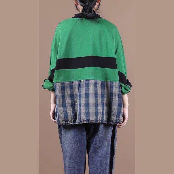 Elegant green Blouse lapel zippered Plus Size Clothing shirt
