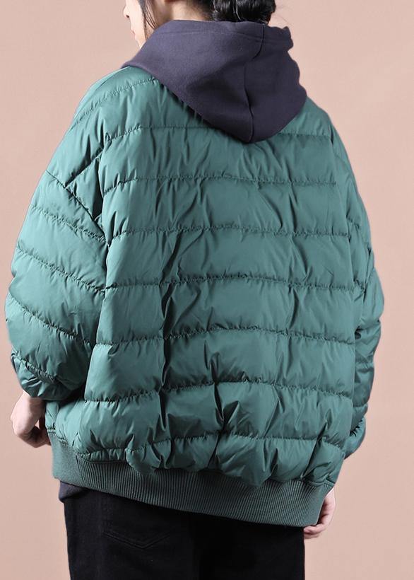 Green Down Coat Winter Down Jacket Large Pockets Jackets