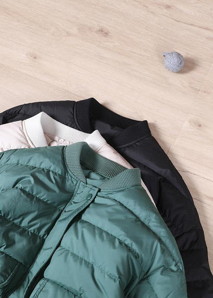 Green Down Coat Winter Down Jacket Large Pockets Jackets