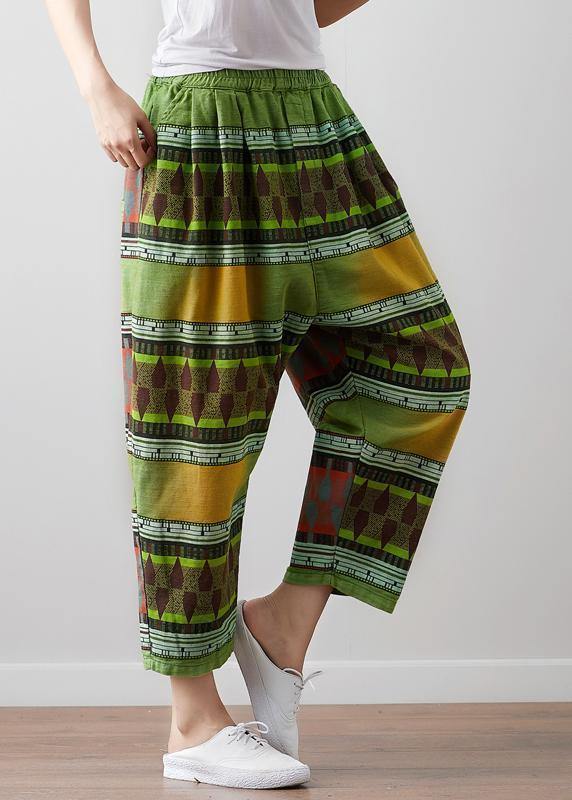 Green Linen Pants Fitted Summer High Waist Pants