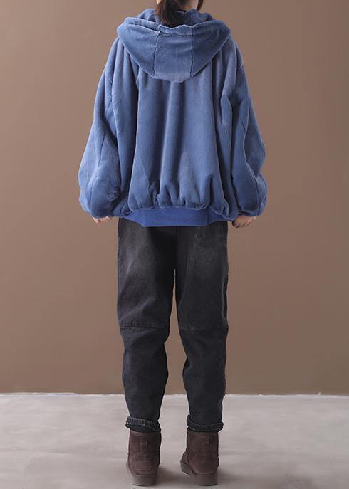 Hooded Winter Outfit Blue Silhouette Coat