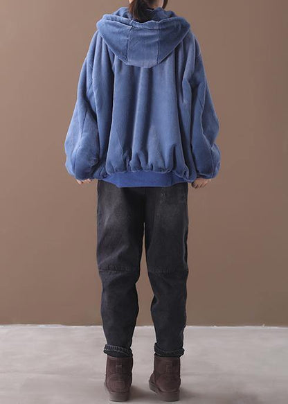Hooded Winter Outfit Blue Silhouette Coat