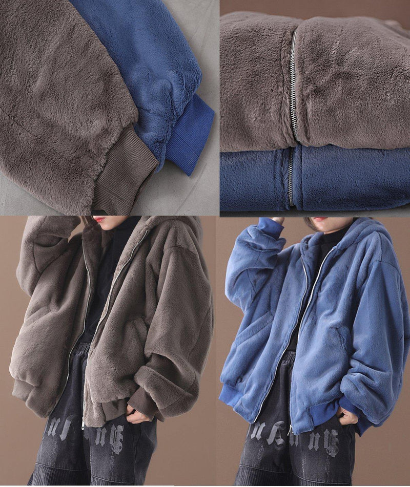 Hooded Winter Outfit Blue Silhouette Coat