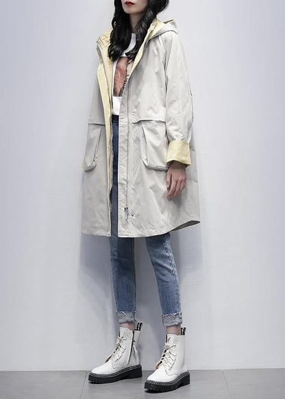 Hooded Letter Clothes for Beige Oversized Coats
