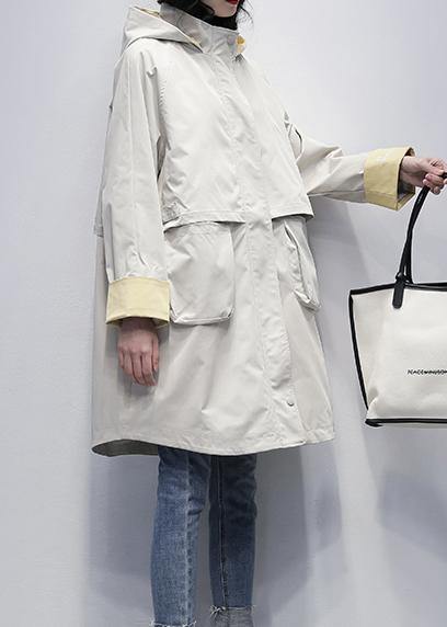 Hooded Letter Clothes for Beige Oversized Coats