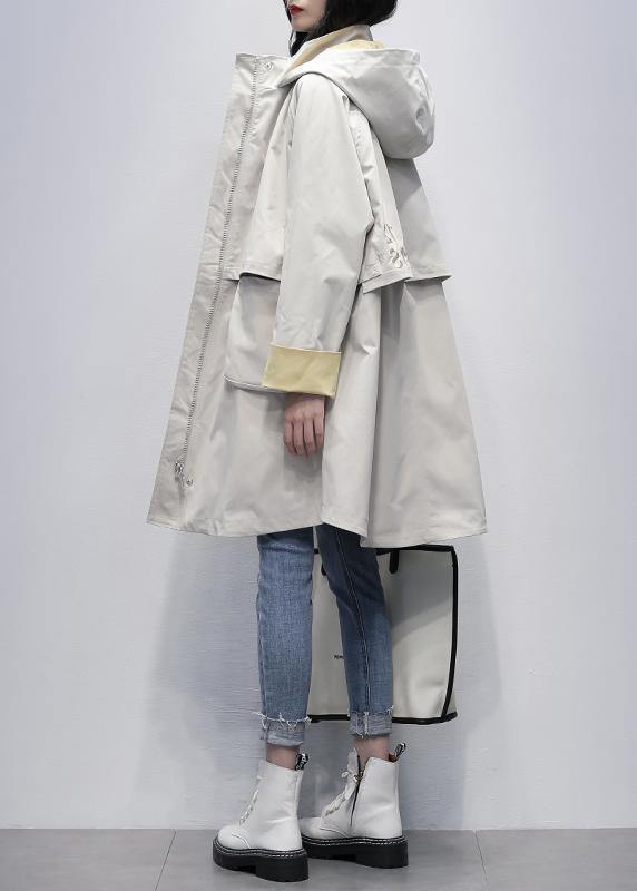 Hooded Letter Clothes for Beige Oversized Coats