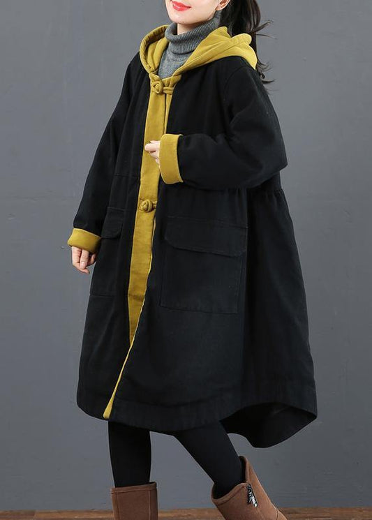 Hooded Large Hem Crane Coats Yellow Silhouette Outwear