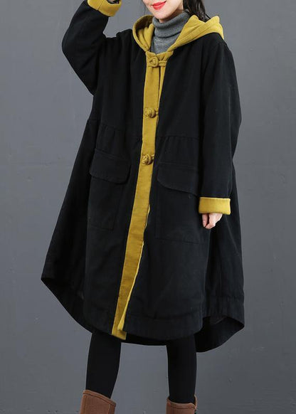 Hooded Large Hem Crane Coats Yellow Silhouette Outwear