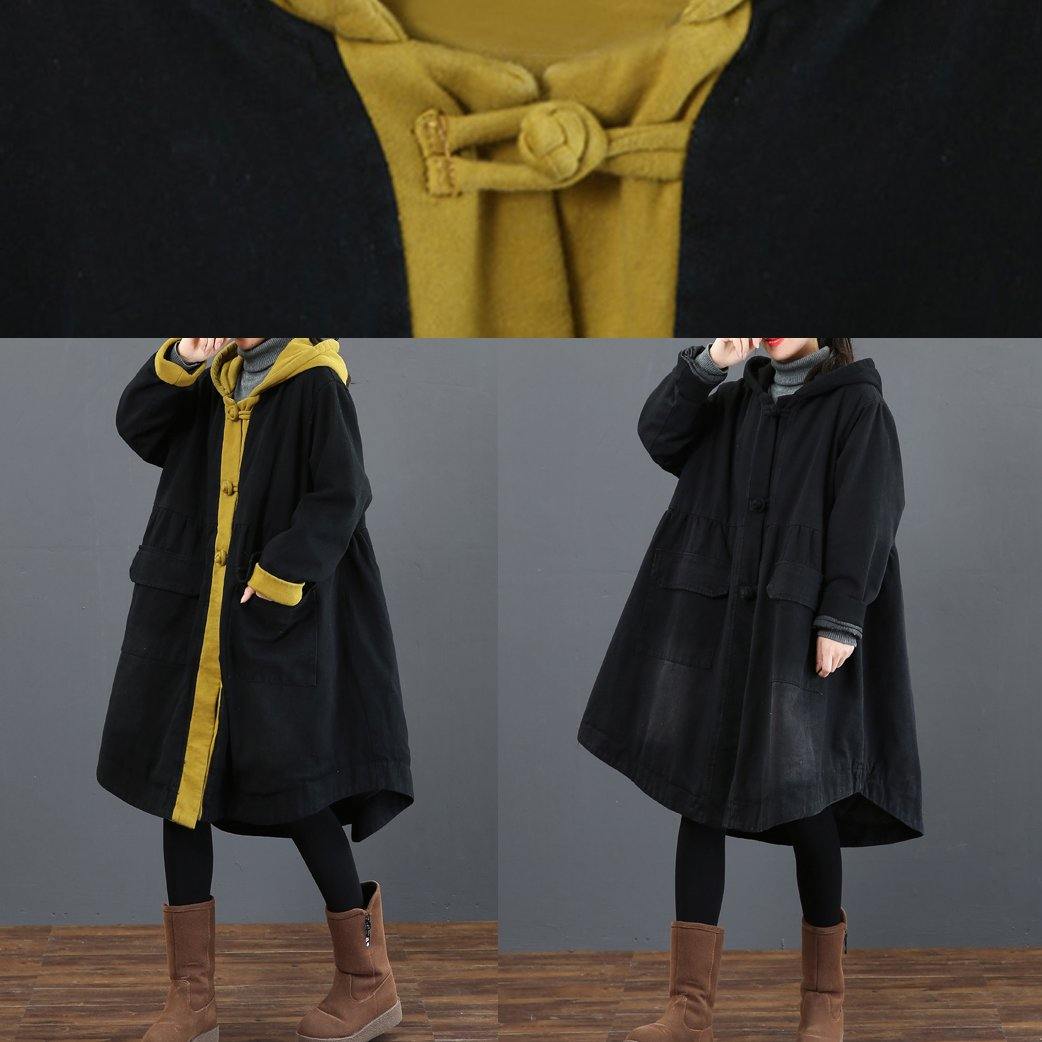 Hooded Large Hem Crane Coats Yellow Silhouette Outwear