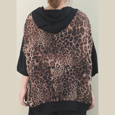 Hooded Patchwork Cotton Summer Top Design Black Shirt