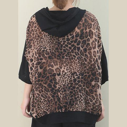 Hooded Patchwork Cotton Summer Top Design Black Shirt