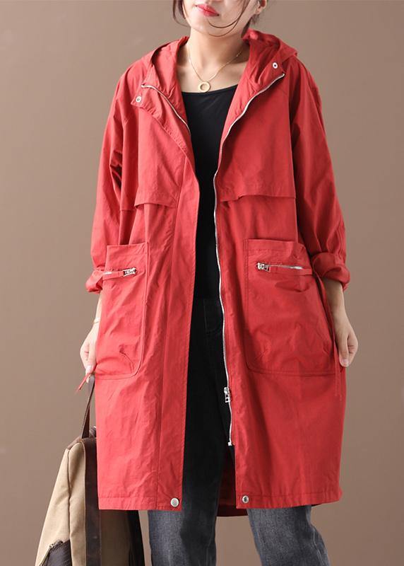 Hooded Zippered Coats Black Coats